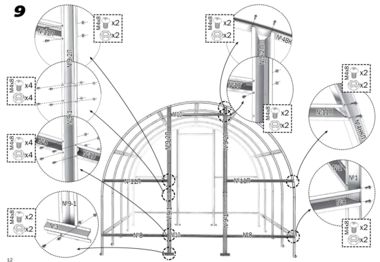 DANCOVER Greenhouse Polycarbonate TITAN Arch 60 Instruction Manual  & troubleshooting 73