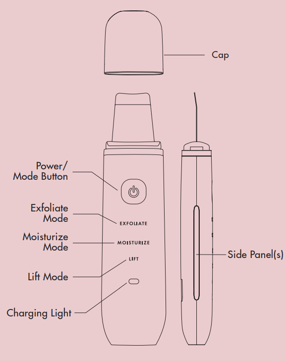 VANITY PLANET ABH026552 Essia Ultrasonic Exfoliating Skin Spatula User Guide  & troubleshooting 4